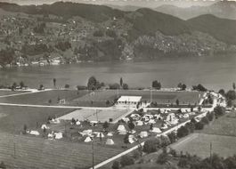 Buochs NW CampingPlatz Ennetbürgen Bürgenberg  FlugAufn.1960