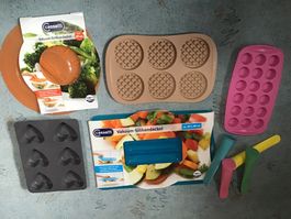 Silikon-Set: Waffeln, Herzen, Eis, Deckel -Top! Zum Teil neu