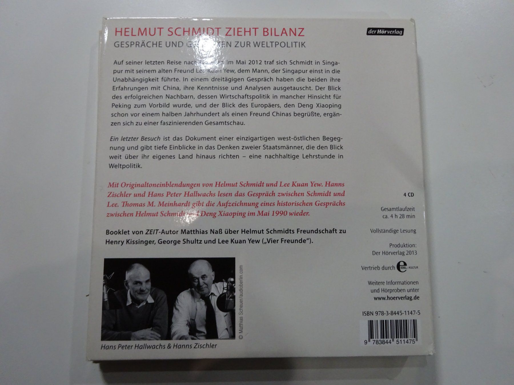 Hörbücher: Helmut Schmidt Ein letzter Besuch 4 CD – Gebraucht aus Widnau von Tityos 1