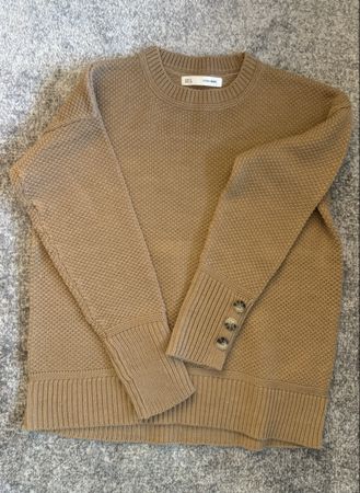 Sfera Basic Beige Knit Sweater, Size S, Fall Essential
