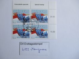 Viererblock mit Ort Ersttagsstempel 6122 Menznau