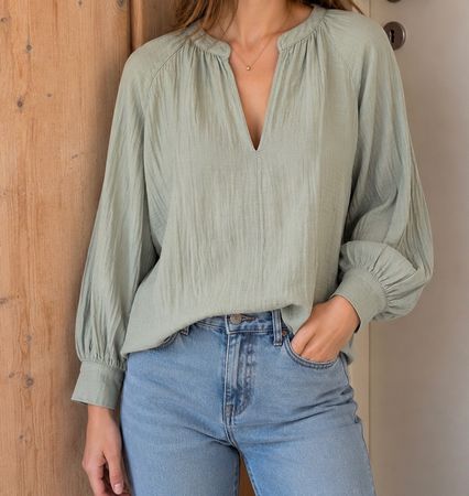 H&M Green musselin Bluse - Gr. S