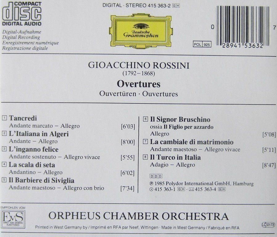 CD: Rossini - Ouvertüren – Usato da Grüningen venduto da azulblanco 1