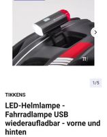 TIKKENS LED Helmlampe, USB wiederaufladbar, Top Zustand