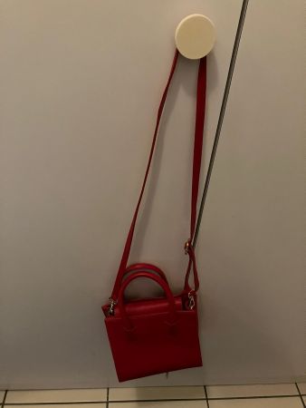 Borsa a tracolla in pelle rossa con manici (artigianato ITA)