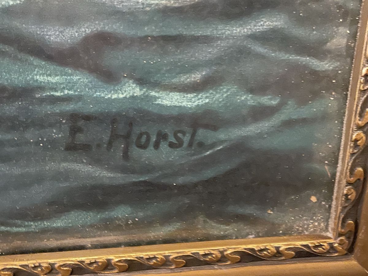 Dipinti: Gemälde "Segelschiff auf See" von E. Horst – Usato da Basel venduto da Gundeli-25 2