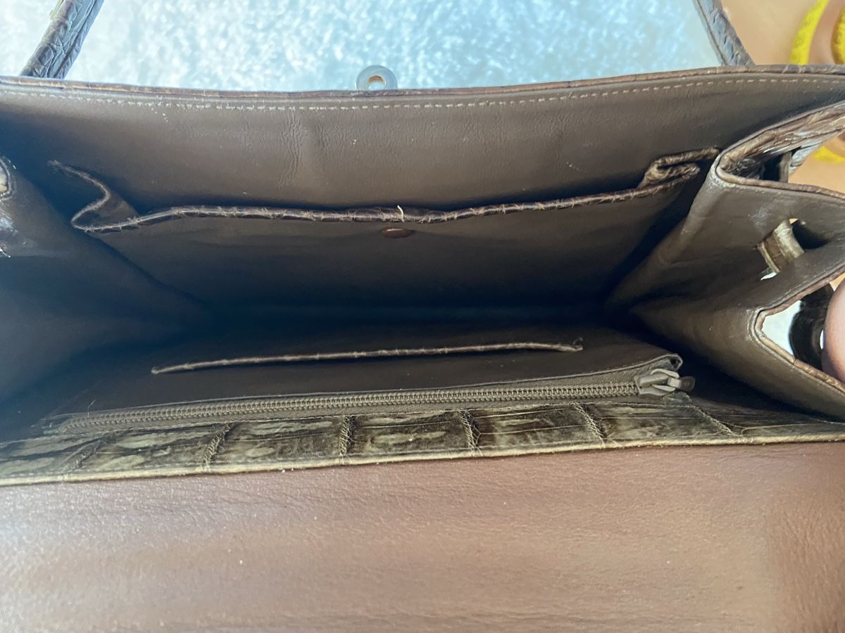 Taschen für Damen: Kroko Handtasche Echtleder Vintage  – Gebraucht aus Lohn SH von Winter03 7