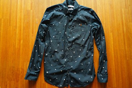 Farah Hemd, Gr. S, Slim Fit, Dunkelblau mit Muster