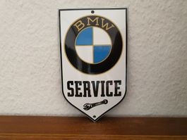 Emailschild BMW Service Logo Emaille Schild Reklame Retro