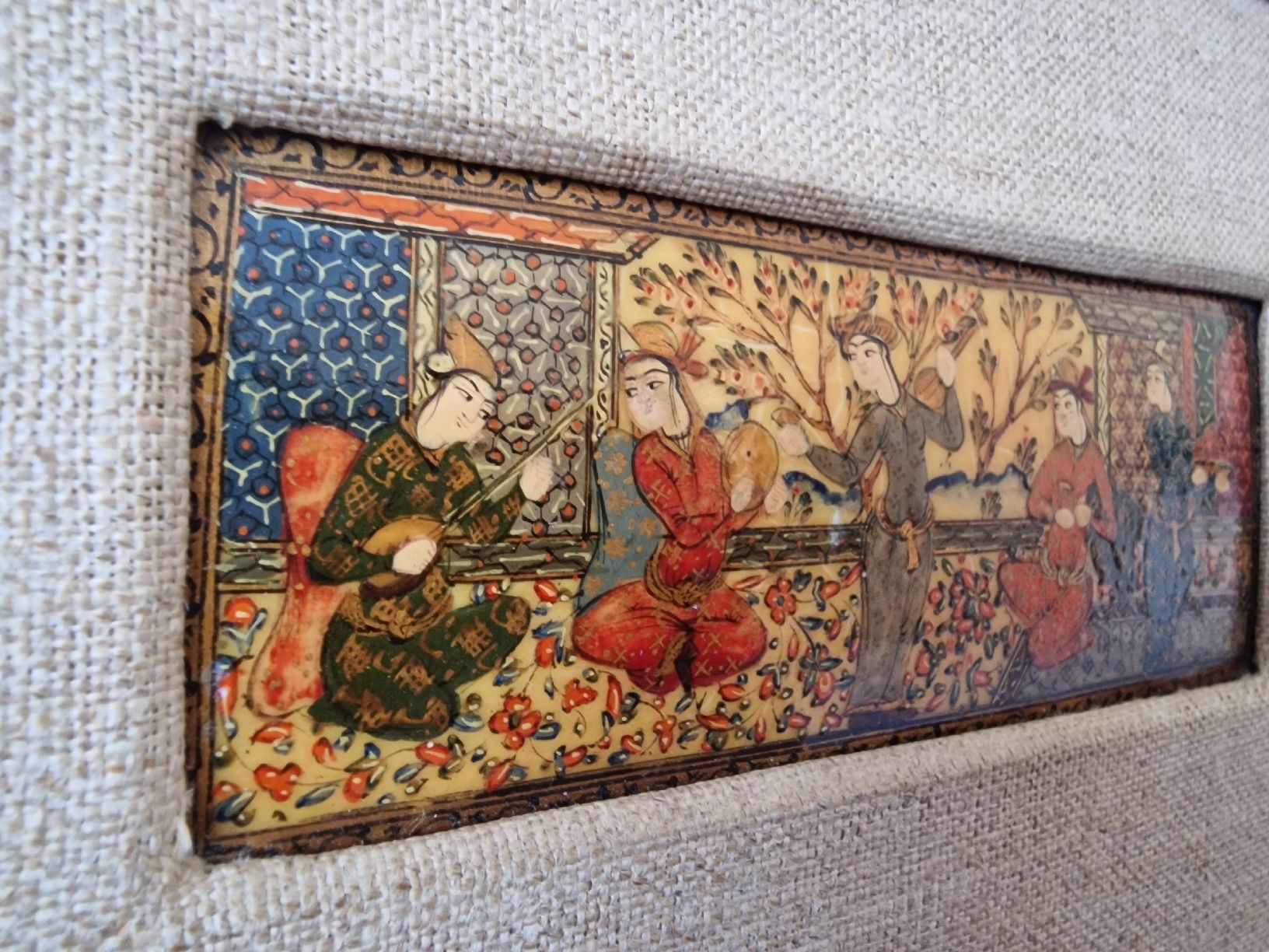 Dipinti: Tableau miniature persan ancienne avec cadre doré décoré – Usato da La Chaux-de-Fonds venduto da Ric_m628 1