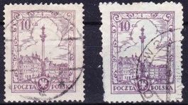 2 timbres rares Pologne 1919 Obl.