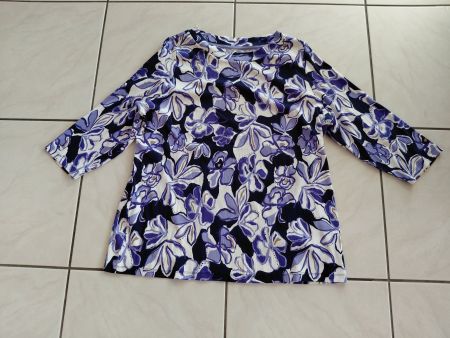 Damen T-Shirt Bonita blau weiss Blumenmuster Grösse XXL