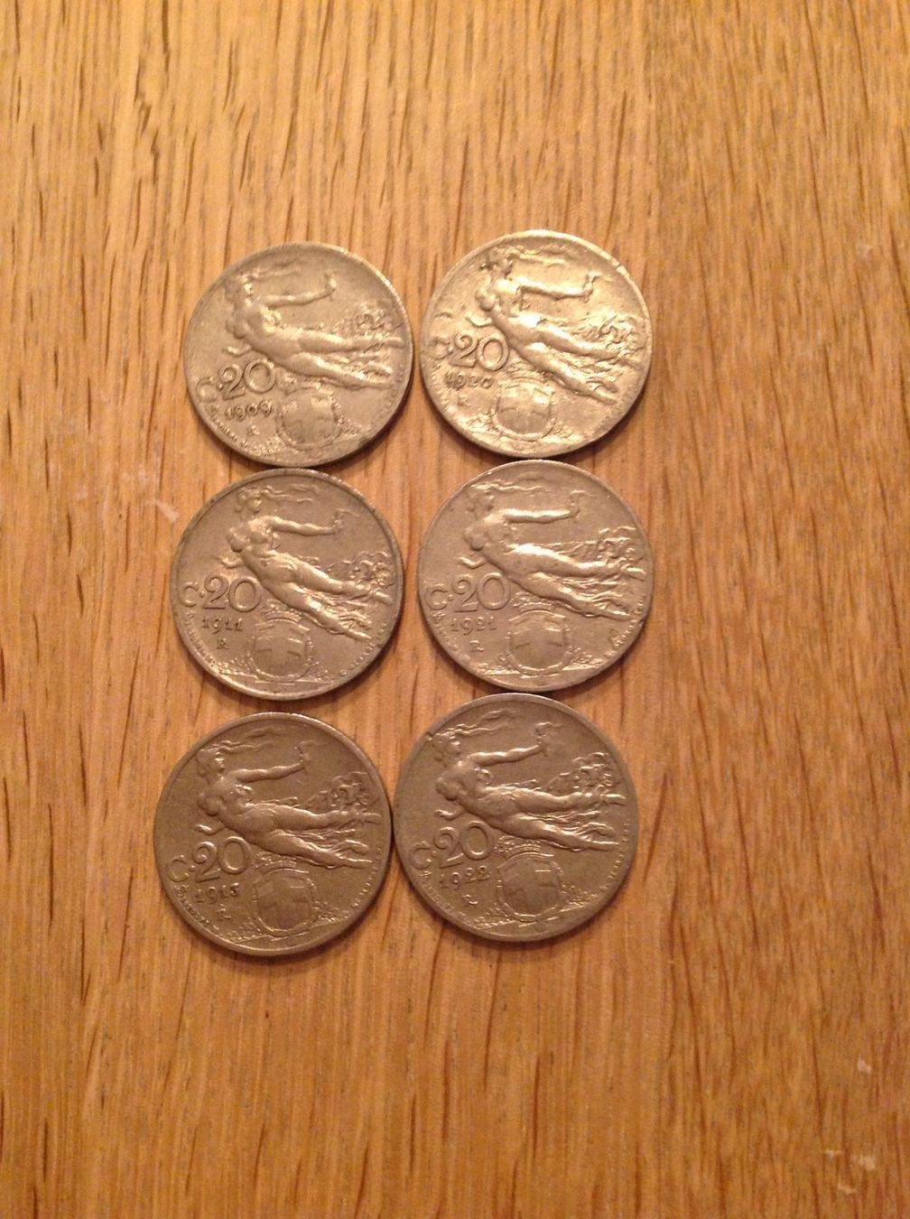 Alle Münzen: 6 pièces de 20 centimes d'Italie – Gebraucht aus Villars-sur-Glâne von Graca03 1