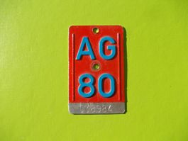 Velonummer / Fahrradnummer AG 80