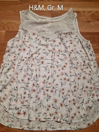 Shirt/Top von H&M, weiss mit Blumen, Gr. M
