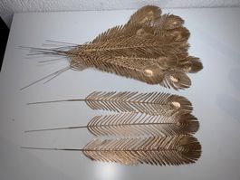 20 goldene Dekofedern, künstliche Pfauenfedern