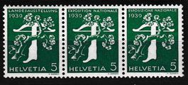 SUISSE 1939 Exposition Nationale bande de 3 N° Z25a **