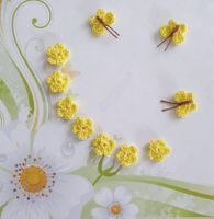 7 Blumen + 3 Schmetterlinge gehäkelt (uncinetto,crochet) 910