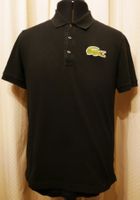 Polo LACOSTE Noir Grand Croco vert, 100% coton