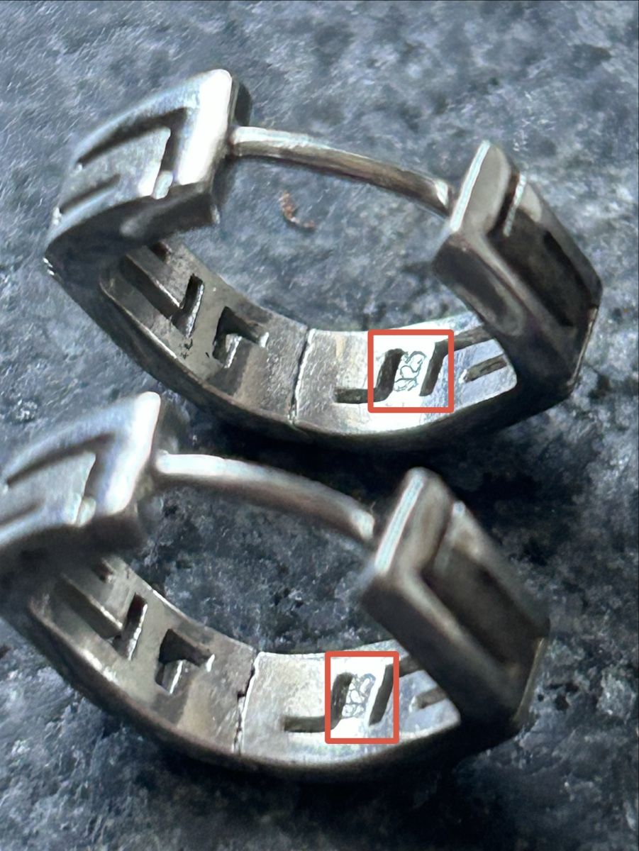 Ohrringe & -stecker: 925 Silber Klappcreolen mit geometrischem Design – Gebraucht aus Luterbach von Magnesium3 1
