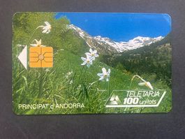 Telefonkarte aus Andorra. Narzissen