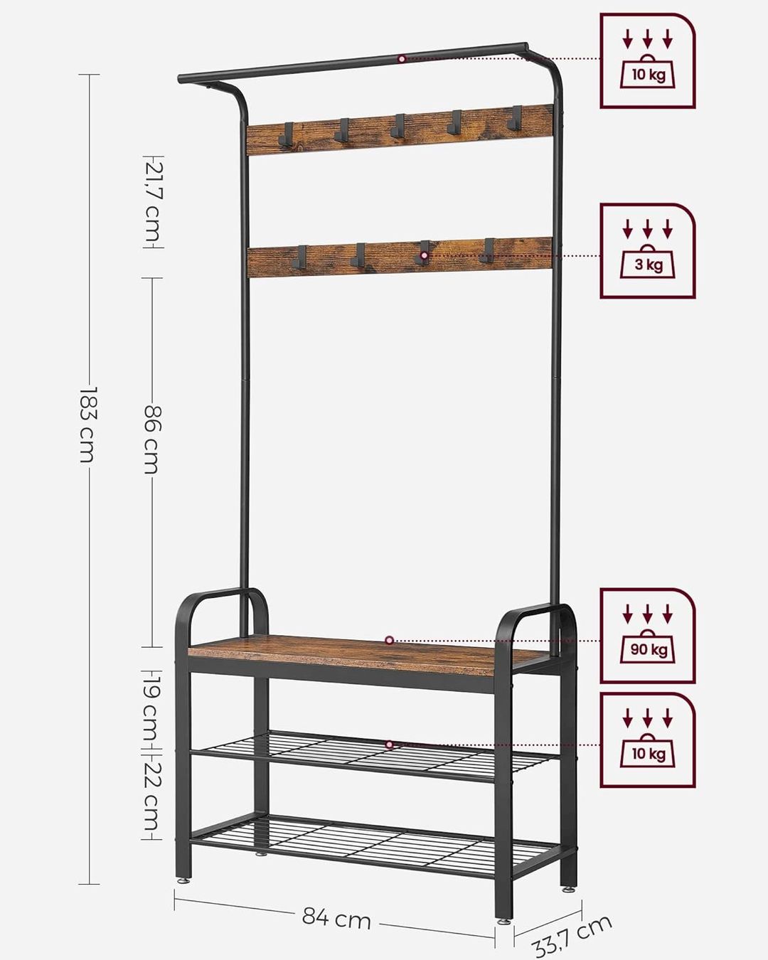 Guardaroba: VASAGLE Garderobenständer 84x33,7x183cm – Nuovo e nell'imballaggio originale da Bottighofen venduto da zaap 4