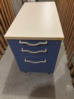 Schubladencontainer blau-crème, 3 Schubladen, rollbar