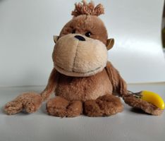 Vintage NICI Plüschaffe mit Banane 11cm Etikett, Top Zustand