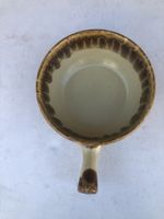 Fondue Pfanne Keramik braun beige mit Stiel guter Zustand