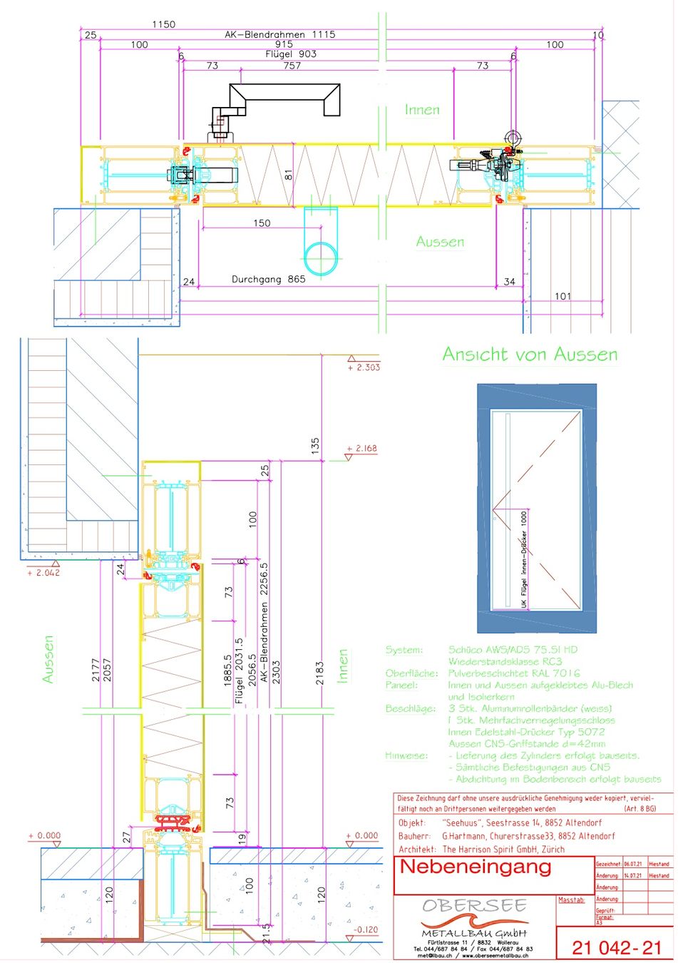 Porte: Metall Eingangstüre RC3 – Usato da Zürich venduto da morgarten 3