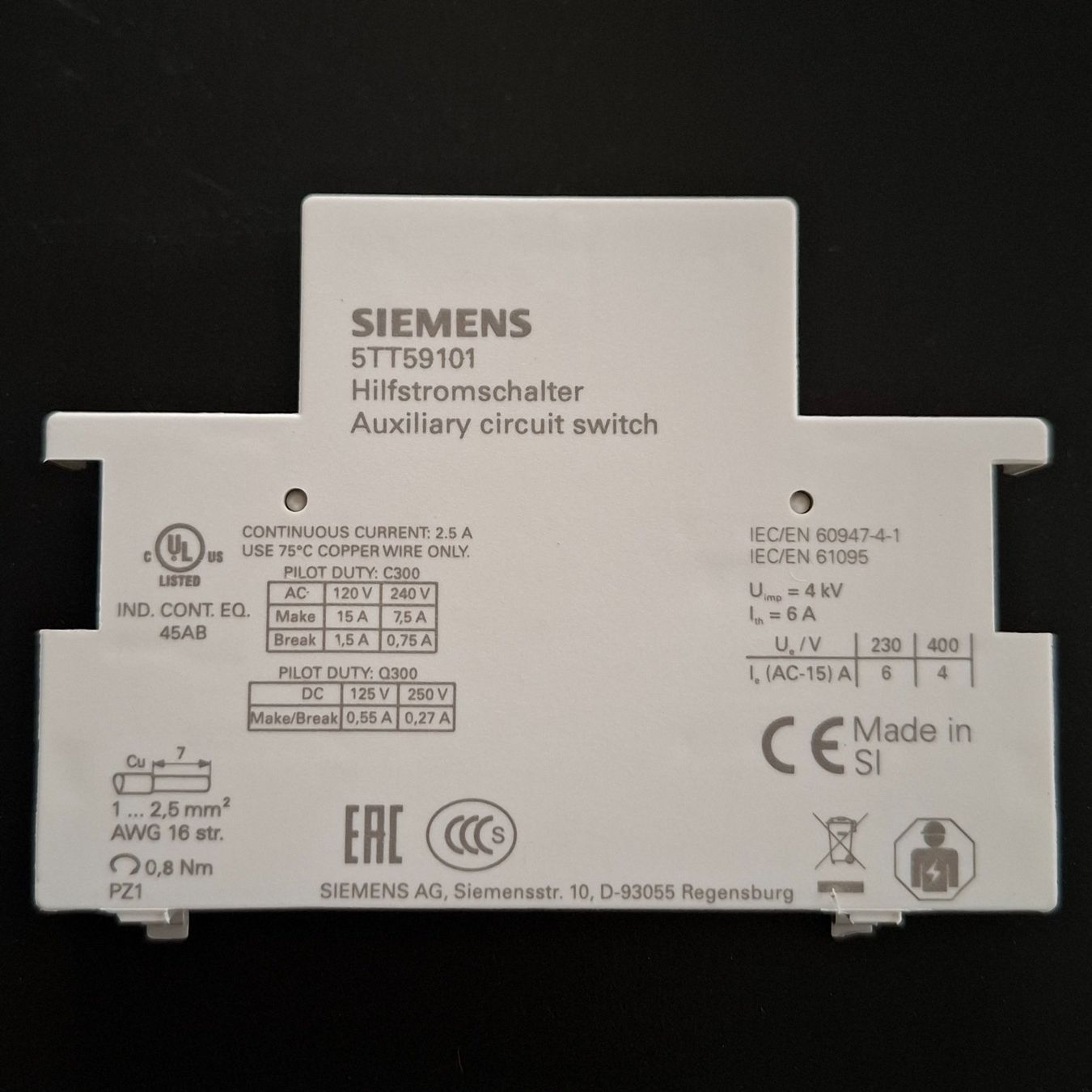 Siemens Interruttori: Hilfsstromschalter - Siemens 5TT5 9101 – Nuovo e nell'imballaggio originale da Reinach BL venduto da HT20 2