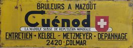 Blechschild Cuenod. CH Brenner, Vertretung Colmar FR