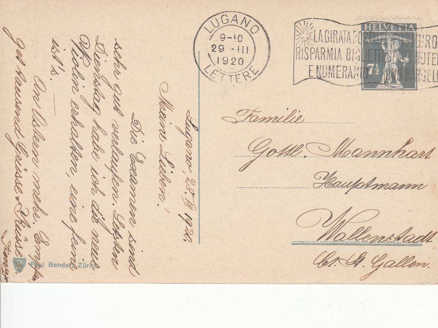 Cartoline postali: Morcote 1920 – Usato da Bürglen TG venduto da StampGraf 1