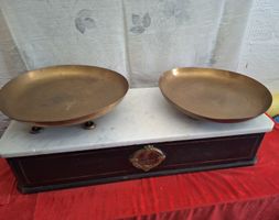 Präzisionswaage Waage 1887 Messing Marmor 62x25x21cm