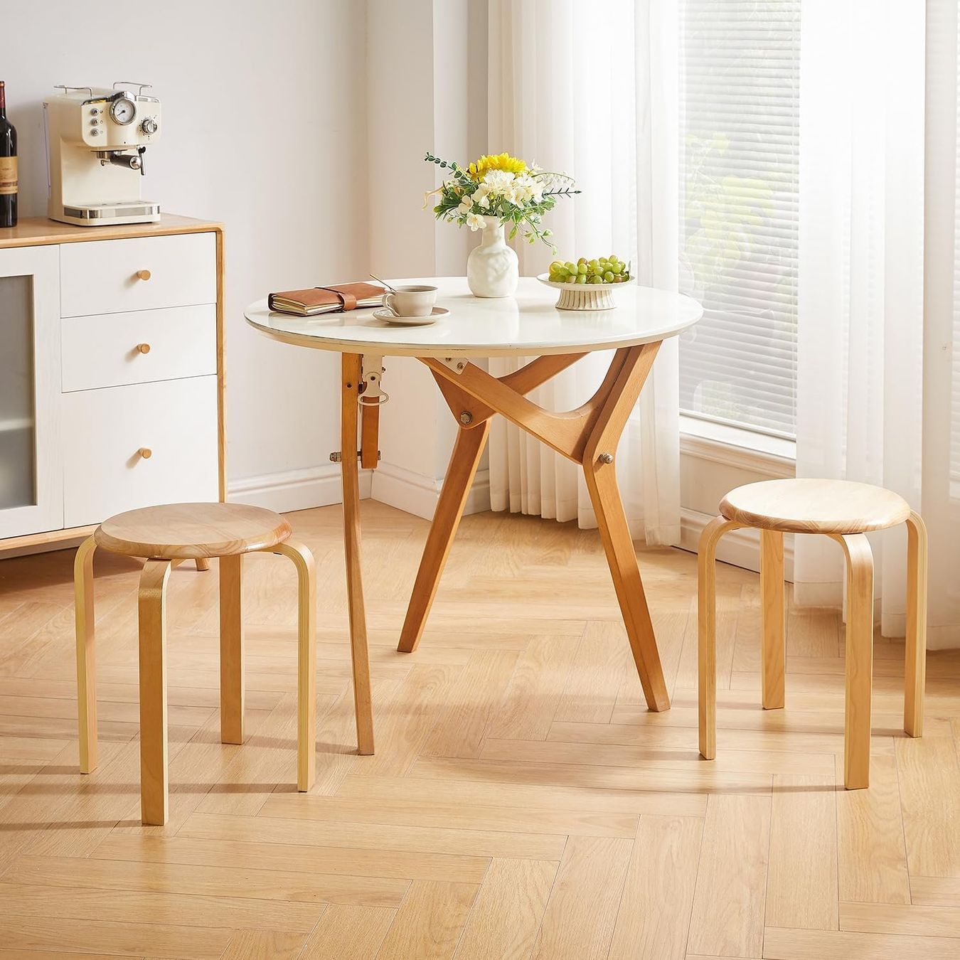 Sgabelli: Holzstapelstuhl Esszimmerhocker Stapelhocker Hocker 4er Set – Nuovo e nell'imballaggio originale da Wittenbach venduto da VELARO 2