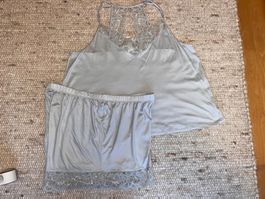 Sommer Pyjama HANRO XL hellstes blaugrau Modal neu