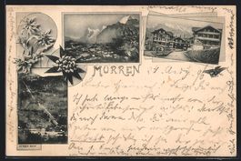 Mürren, Ortsansicht, Strassenpartie und