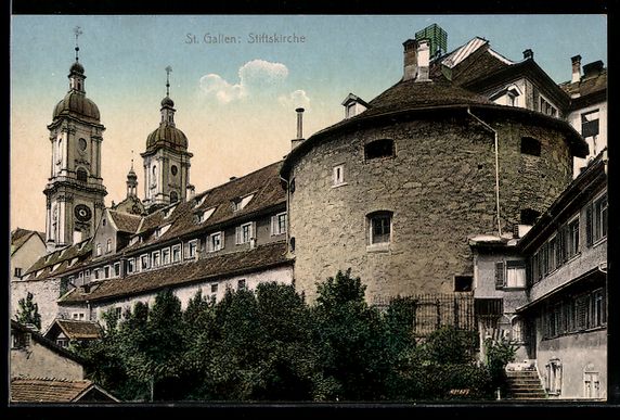Cartoline postali: St. Gallen, Stiftskirche im Abendlicht – Usato da Berlin venduto da bartko-reher