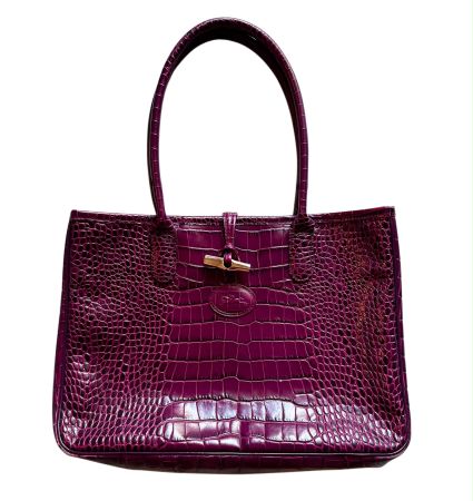 Longchamp Roseau croc embassed leater Tasche