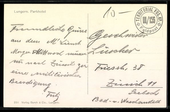 Cartoline postali: AK Lungern, Blick zum Parkhotel – Usato da Berlin venduto da bartko-reher 1