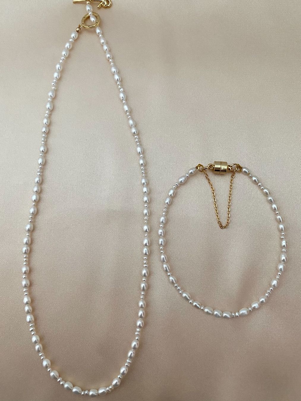 Catenine: 2mm Süsswasserperlen Kette mit Armband echte – Nuovo e nell'imballaggio originale da Sarnen venduto da Yingsperlen4 1