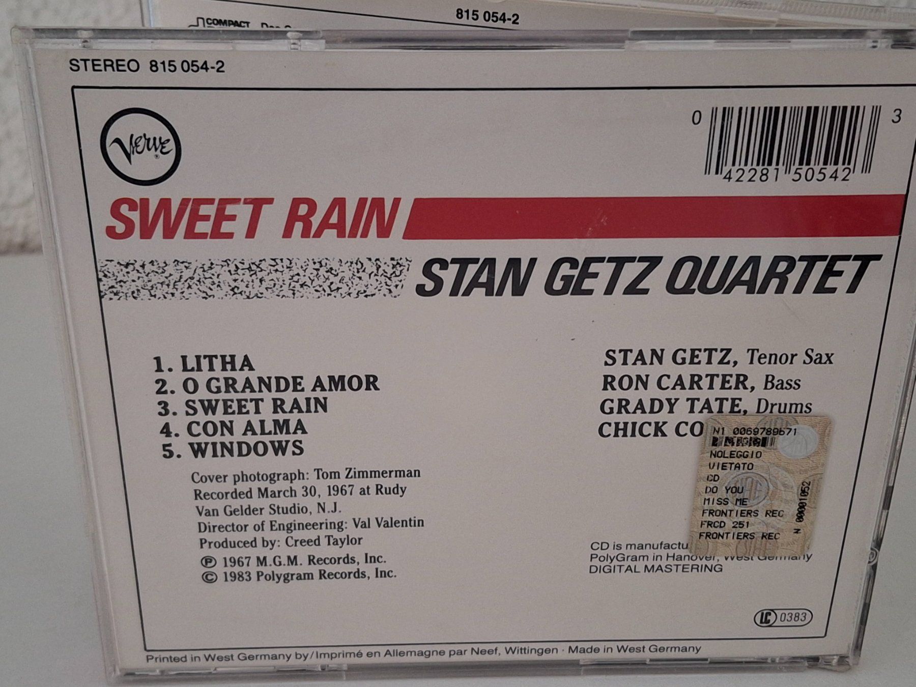 CDs: CD Stan Getz Quartett -  Sweet Rain – Gebraucht aus Aarberg von Jackup1 1