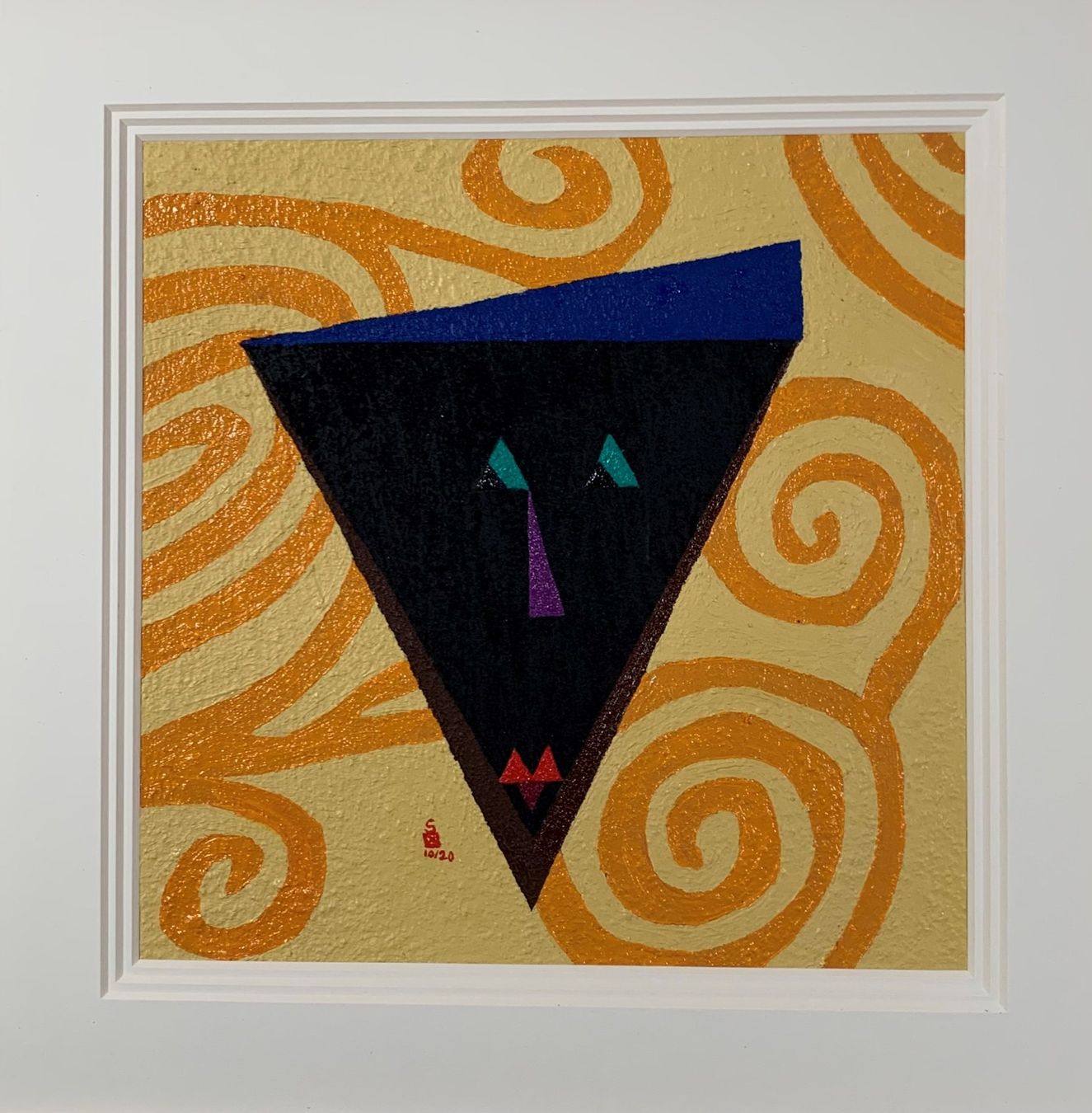 Dipinti: Original Schweizer Kunst: Dreieck Mann mit blauem Hut – Usato da Basel venduto da EsZed 1