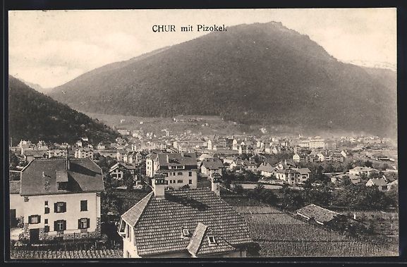 Cartoline postali: AK Chur, Ortsansicht mit Pizokel, 1914 – Usato da Berlin venduto da bartko-reher