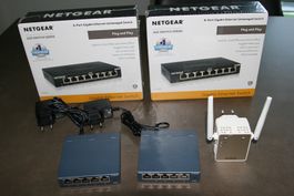 riesiges Konvolut LAN Netzwerk, Kabel, 4 Switch, 1 Extender
