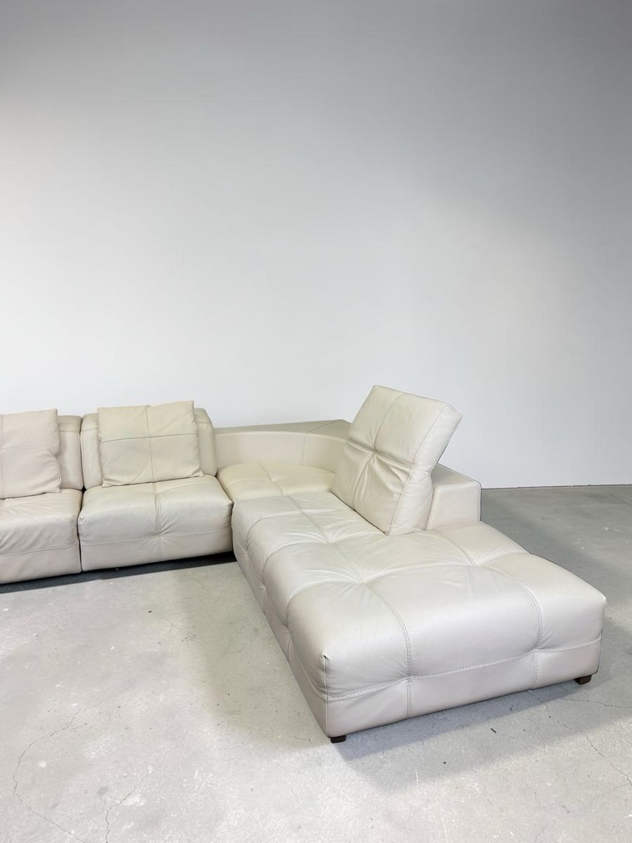 Natuzzi Divani: Natuzzi Designer-Ecksofa Creme aus Schaffell-Leder – Usato da Bachenbülach venduto da Sofalab.swiss 3