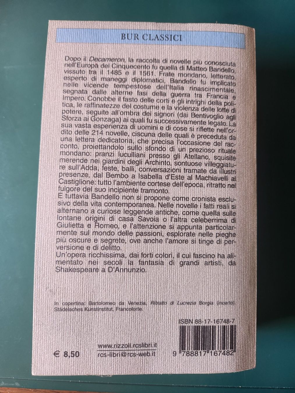 Libri: NOVELLE, Matteo Bandello, ed. BUR, 2002 – Nuovo (secondo la descrizione) da Dübendorf venduto da elisa.desio 2
