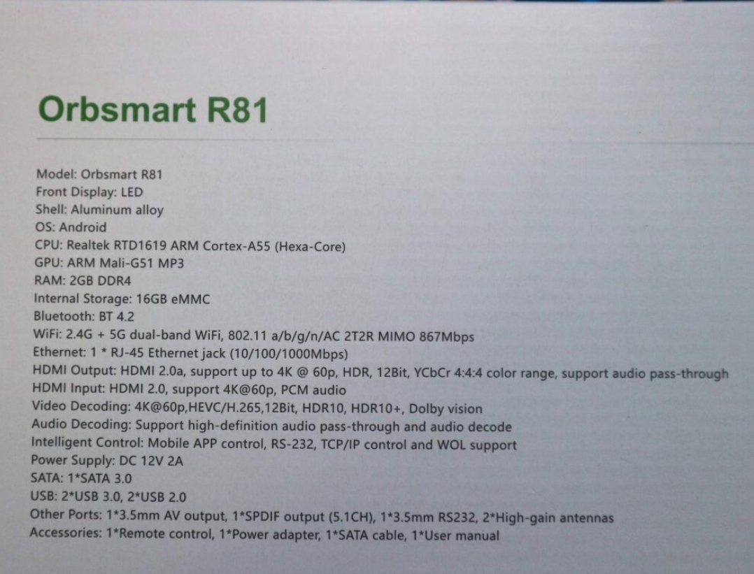 Audio- & Mediensysteme: Orbsmart R81 (Android Media-Player) – Gebraucht aus Müswangen von stoffi20 6