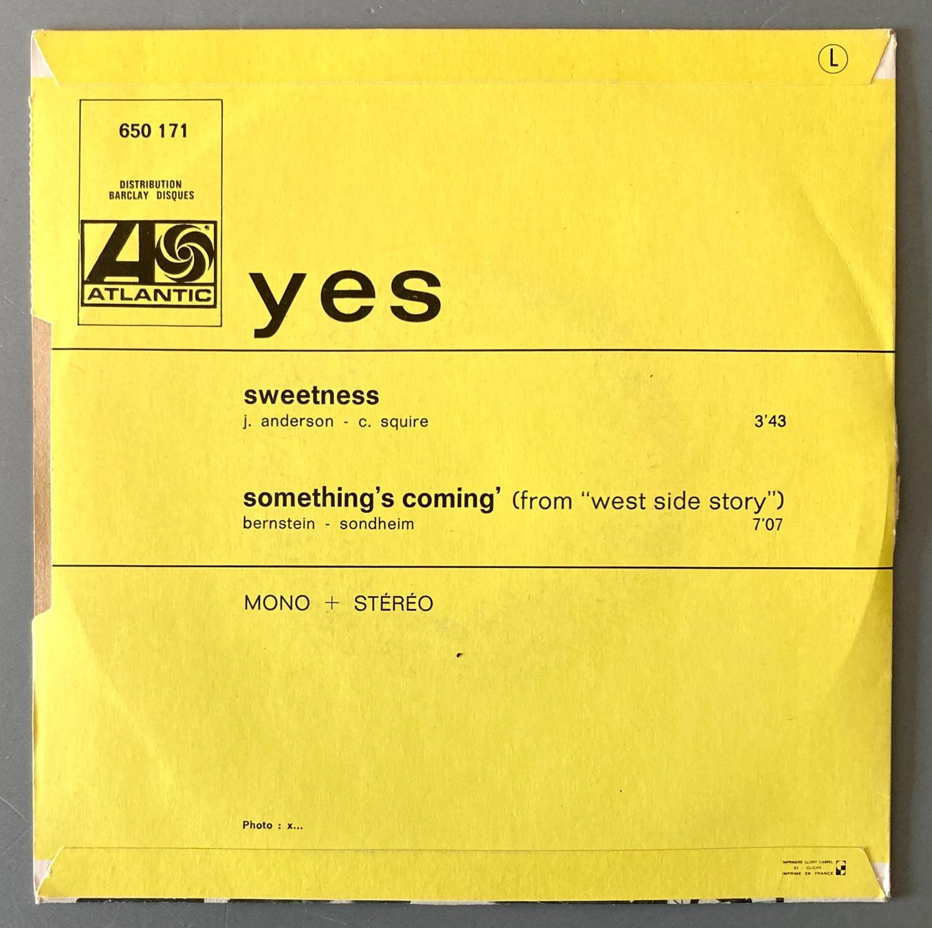 Dischi in vinile: YES - SWEETNESS – Usato da Poliez-Pittet venduto da Newtown-Records 1