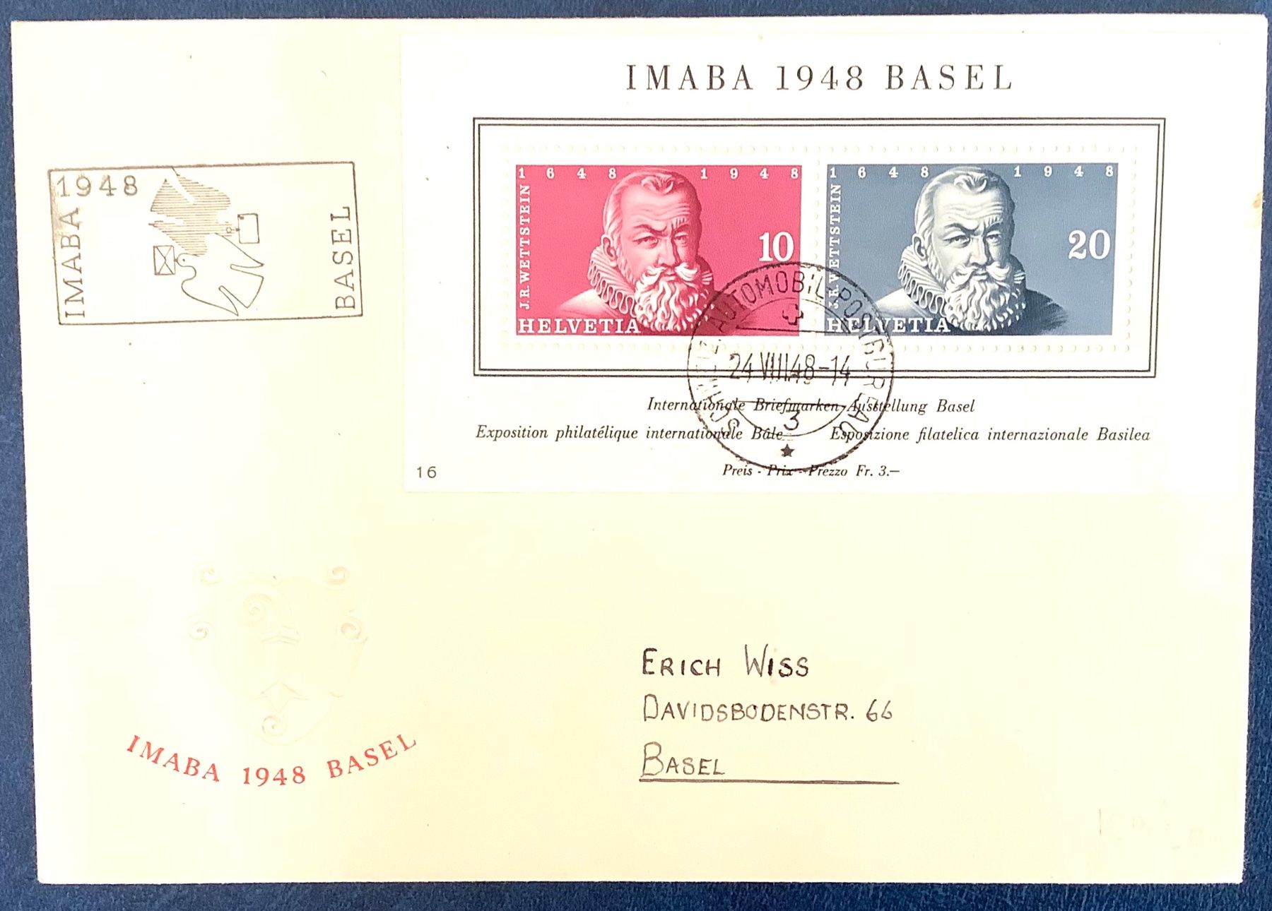 Tutti i francobolli: 1948 - IMABA Block auf Illustr. Brief – Usato da Liestal venduto da Pep3